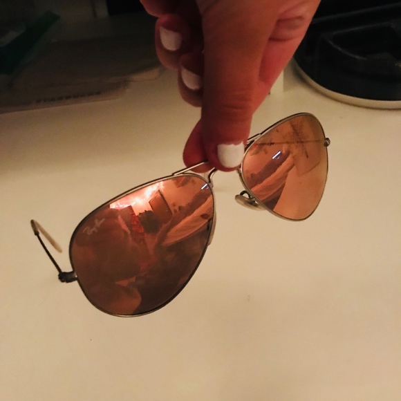 Silver Copper Flash Ray-Ban Aviators - Picture 3 of 3